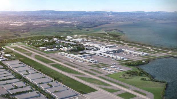 A representation of what Auckland Airport's new runway will look like.