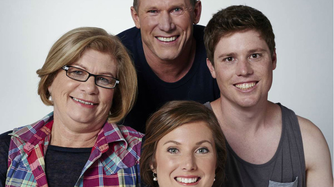 Josh Tingey (right) was one member of Team Wotton, including his partner Rebecca Wotton (middle). (Photo / TVNZ)