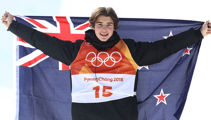 Freestyle skier on his silver medal at the Freeski Halfpipe World Cup in Colorado