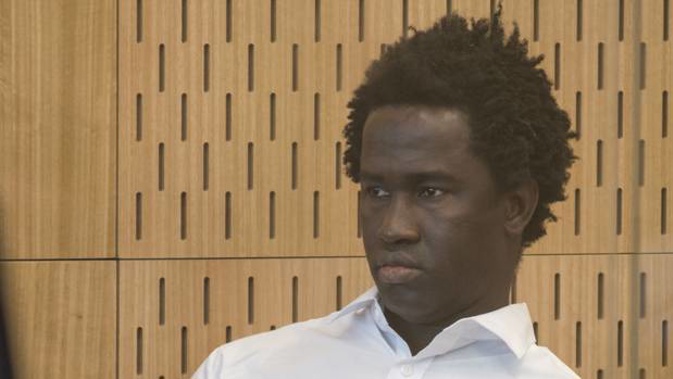 Sainey Marong sits in the dock at the High Court in Christchurch on trial accused of murdering Christchurch sex worker Renee Larissa Duckmanton. (Photo / Pool)