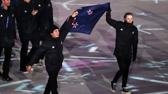 Nico Porteous joins Zoi Sadowisk-Synnott as New Zealand's flag bearer. (Photo / Getty)