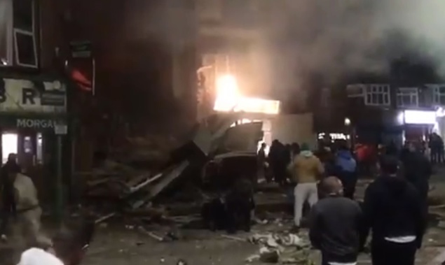 The explosion has seen a convenience store destroyed. (Photo / Twitter)