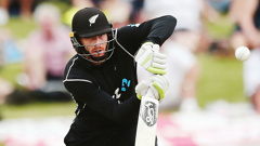Martin Guptill in action against England on Mt Maunganui. (Photo \ Getty Images)