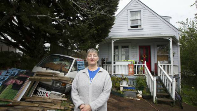 Penny Bright at her home in Kingsland, Auckland. (Photo: NZ Herald)