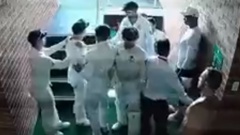 David Warner had to be physically restrained by teammates at the tea break in the first Test against South Africa.