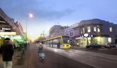 An AT artist's impression of light rail on Dominion Rd.