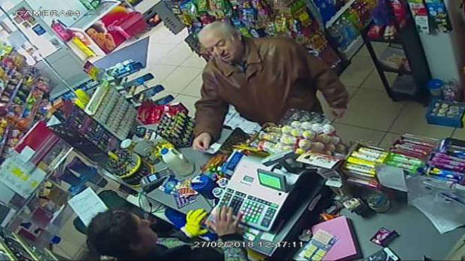 Former spy Sergei Skripal shops at a store in Salisbury, England. (Photo: ITN)