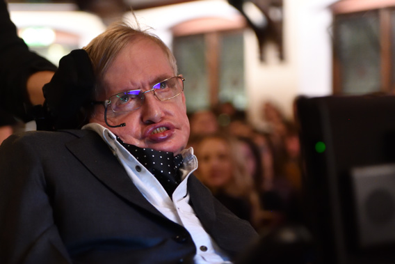 Professor Stephen Hawking addressing The Cambridge Union on November 21, 2017 (Photo / Getty Images)