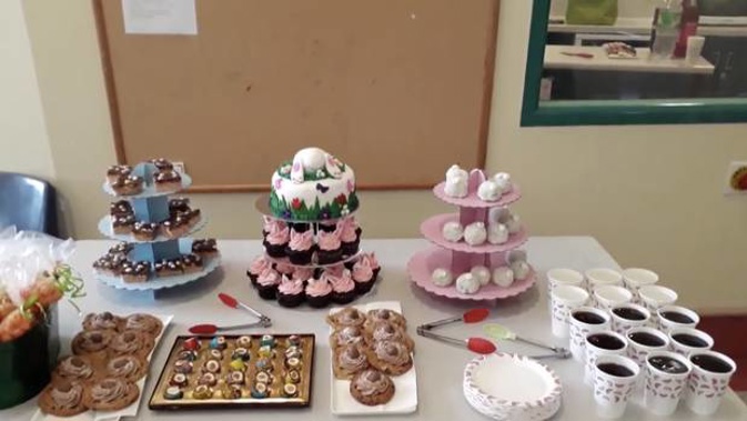 The video showed a table laden with sweet treats for Easter. (Photo / Waitemata DHB video)