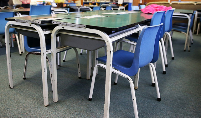 Blue Mountain School District Superintendent David Helsel says throwing rocks is more effective than just crawling under desks. (Photo/ Getty)