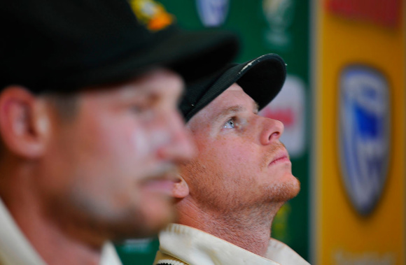 Cameron Bancroft (foreground) and Steve Smith (in focus) have admitted to ball tampering in their 322-run loss to South Africa. (Photo \ Getty Images)