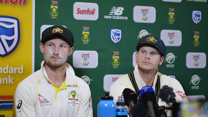 Steven Smith (capt) and Cameron Bancroft (L) of Australia during day 3 of the 3rd Sunfoil Test match between South Africa and Australia. Photo / Getty Images. 