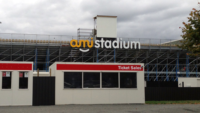 Christchurch's seven years' old 'temporary stadium'. (Photo \ Scarlett Cvitanovich) 
