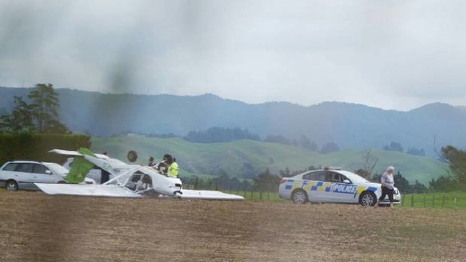 The scene of the plane crash in Waihi. (Photo / Melanie Camoin)