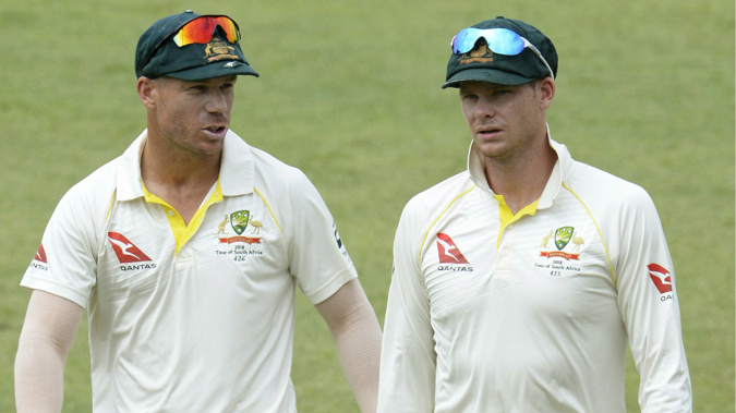 David Warner, left, and Steve Smith are at the centre of the ball tampering scandal. (Photo / Getty)