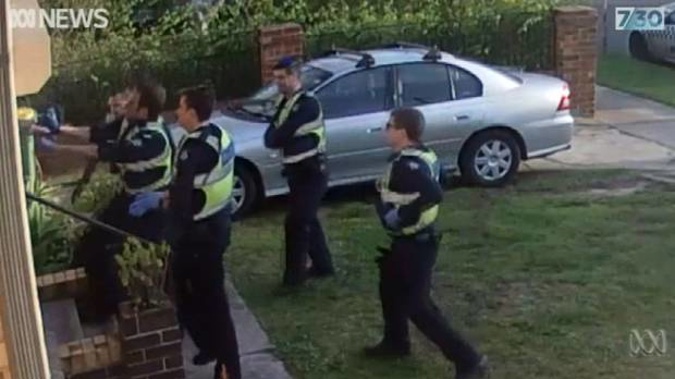 Melbourne police were captured on video taking down a disability pensioner. (Photo / Twitter, ABC video)
