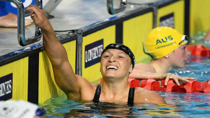 Sophie Pascoe of New Zealand celebrates following victory in the Women's SM10 200m Individual Medley Final. (Photo / Getty)