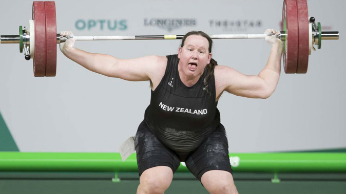 Laurel Hubbard suffered the shock twist during her final snatch at the Commonwealth Games yesterday. (Photo / NZ Herald)