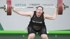 Laurel Hubbard suffered the shock twist during her final snatch at the Commonwealth Games yesterday. (Photo / NZ Herald)