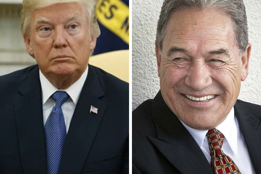 Winston Peters made reference to Donald Trump's Twitter antics in parliament today. (Composite: AP and NZH)