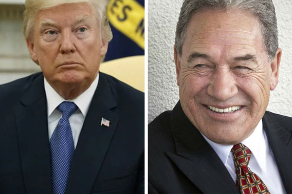 Winston Peters made reference to Donald Trump's Twitter antics in parliament today. (Composite: AP and NZH)
