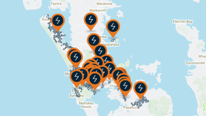 Vector says there are still 30 areas in Auckland without power. Image / Vector