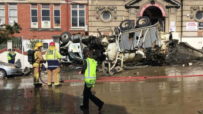 The driver of the tanker was being treated for minor injuries, police say. (Photo / ODT)