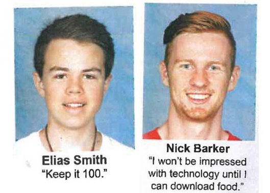Elias Smith and Nicholas Barker pictured in their 2015 Yearbook (Photo/ Supplied)