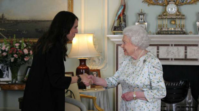 Prime Minister Jacinda Ardern meets the Queen at Buckingham Palace. (Photo: Claire Trevett)