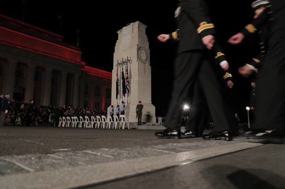 The Court of Honour in front of the Auckland War Memorial Museum this morning. (Photo / Michael Craig)
