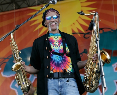 Charles Neville onstage during a performance with the Neville Brothers at the 2008 New Orleans Jazz and Heritage Festival.(Photo / Dave Martin / Associated Press)