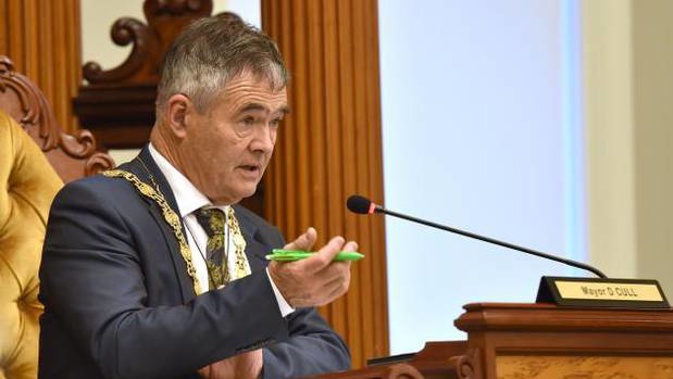 Dunedin Mayor Dave Cull at a Dunedin City Council meeting yesterday where he sparked outrage. (Photo / ODT)