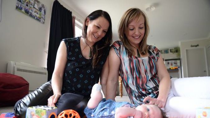Nelson-Tasman region couple Stacy and Jess conceived Evie using donor sperm and IVF. (Photo / Nelson Weekly)