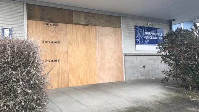 Extensive damage was caused to Morrinsville Police Station (Image / Sheryl Glover)