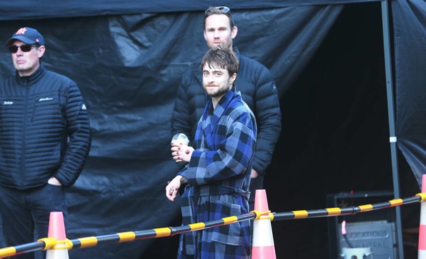 Actor Daniel Radcliffe filming in central Auckland today for his new movie. (Photo / NZ Herald)