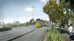 An artist's impression of Auckland's light rail plans. Image / Auckland Transport