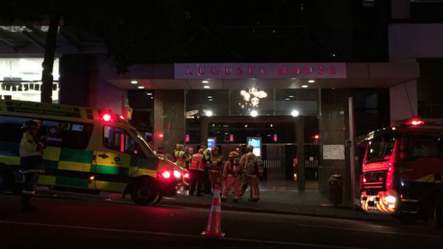 The Fire Hazmat unit outside Augusta House after a gas leak was reported. (Photo: Ryan Dunlop)
