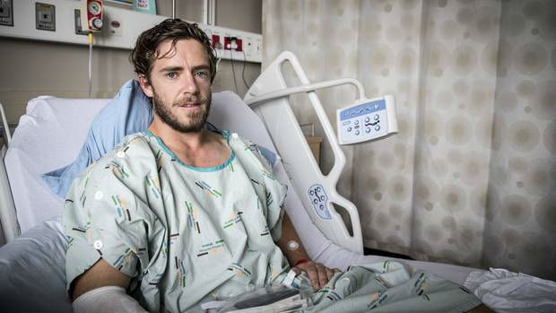 Ash Hodges suffered cardiac arrest while playing football on Saturday. He was saved by an AED available at the club grounds. (Photo / Michael Craig)