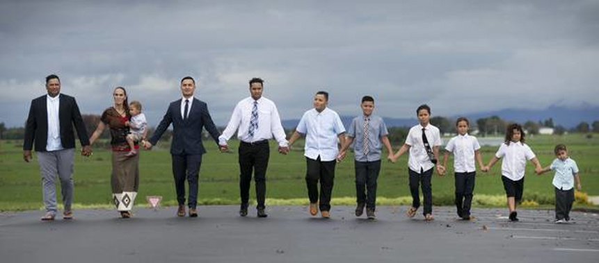 Hamilton mum Lady-Joe TangataTerekia raises 10 boys with her husband Nga Tangata, as well as being five months pregnant. (Photo / Herald)