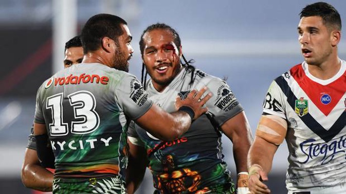 Agnatius Paasi was cut up after a collision against the Roosters. (Photo / Photosport)