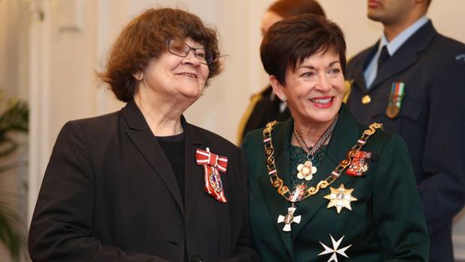 Children's author Joy Crowley with the Governor General Dame Patsy Reddy during her investiture at Government House in Wellington. (Photo / NZ Herald)