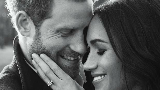 Prince Harry and Meghan Markle pose for one of two official engagement (Photo / AP)