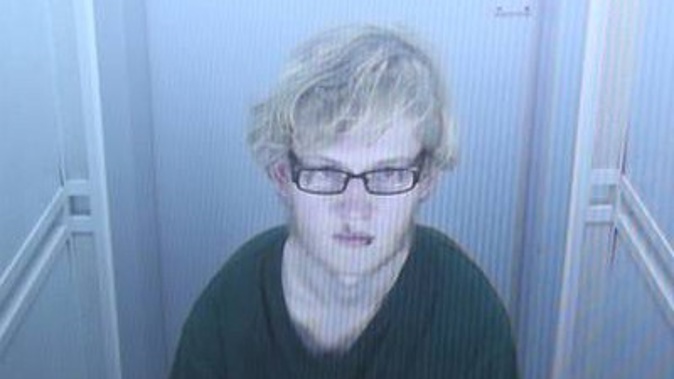 Tristan Taylor, pictured via an audiovisual link at an earlier appearance, was sentenced today to two years and four months' imprisonment for arson. (Photo / Doug Sherring)