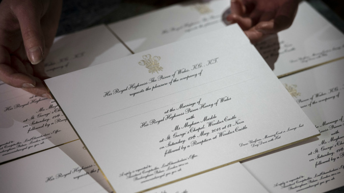  Prince Harry and Meghan Markle's wedding invitations. (Photo \ Getty Images)
