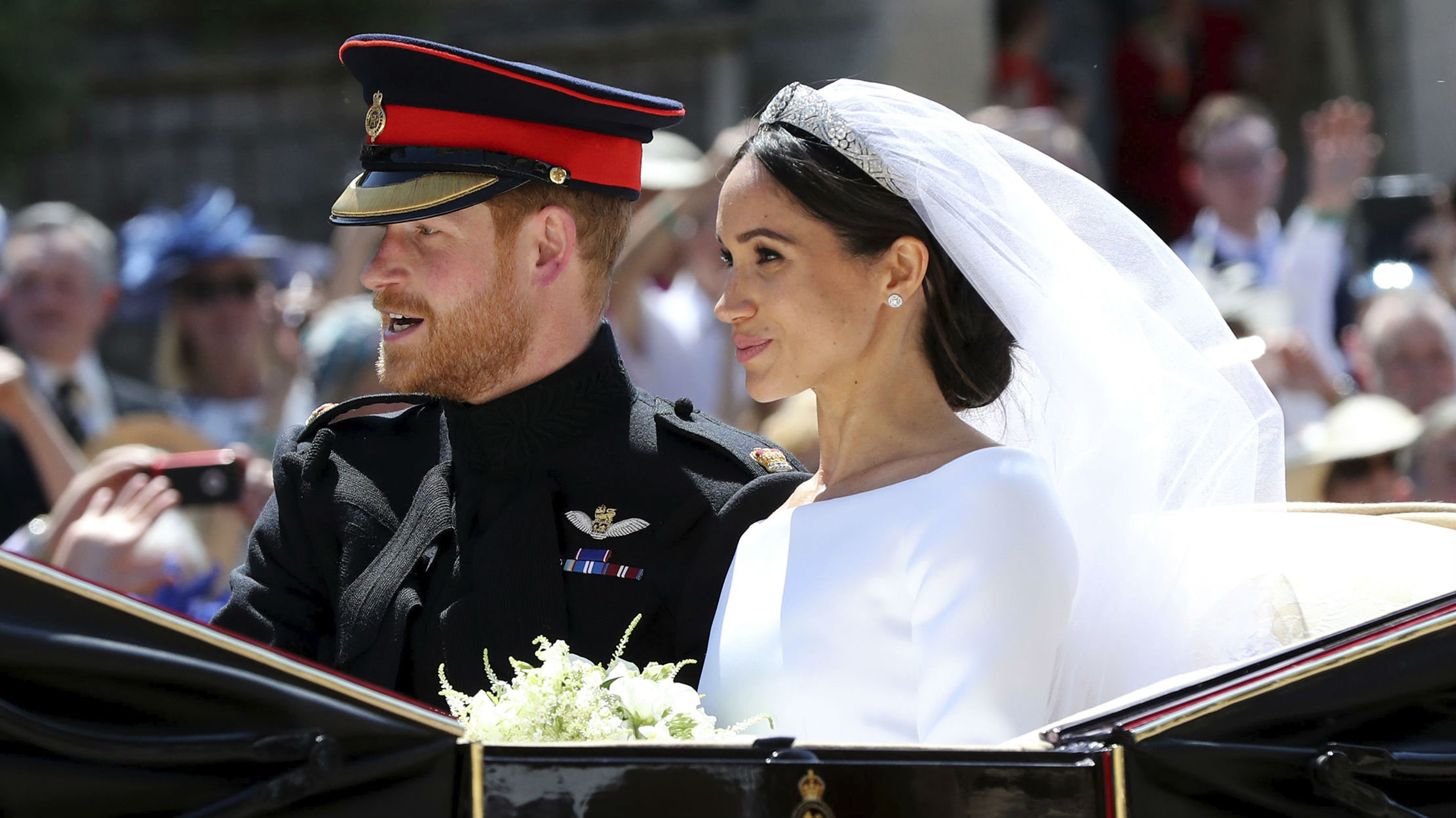 The newlyweds paid tribute to the late Princess in several touching moments. (Photo / AP)
