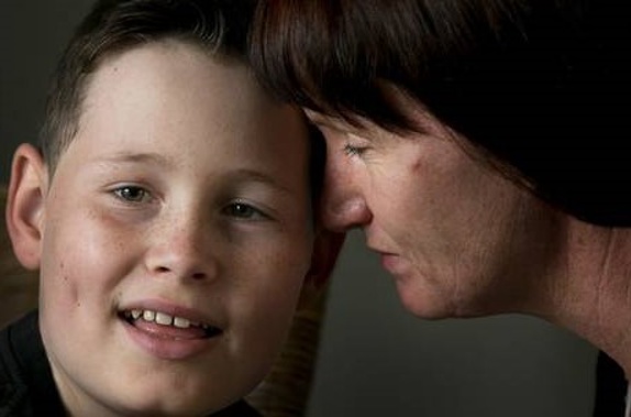 Fynn Abbott, pictured with his mother, Sandra Abbott, was diagnosed with medulloblastoma, a form of cancer that affects the brain. (Photo / Alan Gibson)