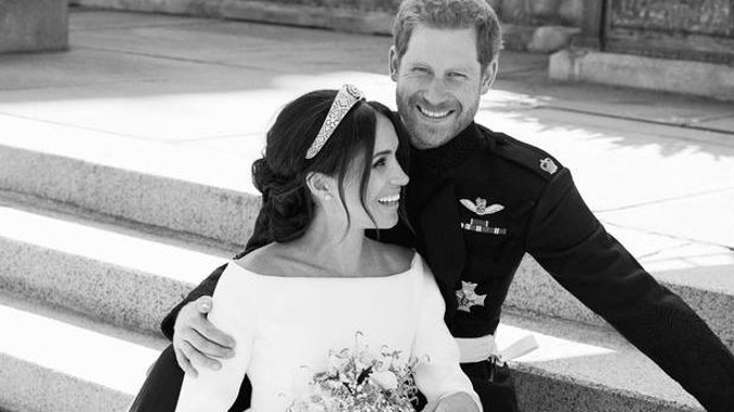 This photo released by Kensington Palace shows an official wedding photo of Britain's Prince Harry and Meghan Markle. (Photo / AP)