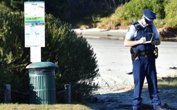 There was a police presence at the beach this morning. (Photo / ODT)