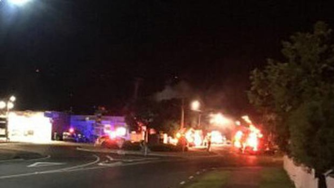Seven fire appliances and three ambulances were on the scene, according to a witness. (Photo / Supplied)