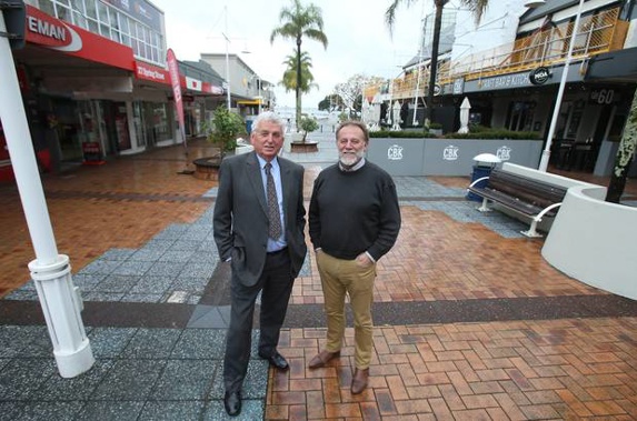 Councillor Terry Molloy and Brian Berry of Downtown Tauranga. (Photo / John Borren)